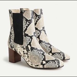 J.Crew Willa snake-embossed leather stacked-heel boots